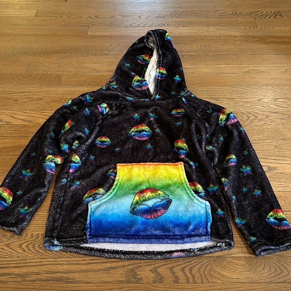 Penelope Wildberry Girl’s Rainbow Lipstick Hoodie - Size 10